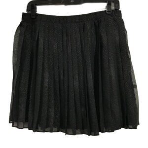 BCBGMAXAZRIA Black Metallic Pleated Skirt Medium
